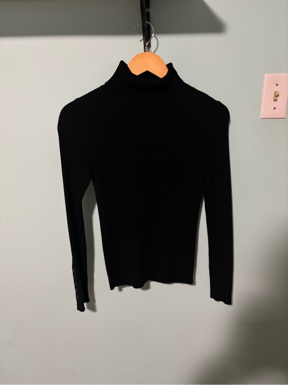 Anthropologie Maeve Black Ribbed Turtleneck Long-Sleeve Top